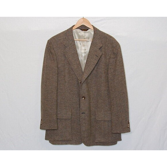 Vintage Southwick Herringbone Wool Blazer - Men's Beige Made in USA Sport Coat - Picture 1 of 8